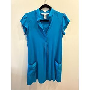 Rare DVF Archive Find: Vibrant Cerulean Blue Silk Tunic Dress - Size 8